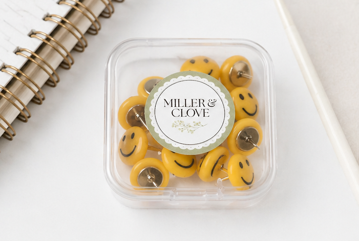 Smiley Face Push Pins — Set of 12