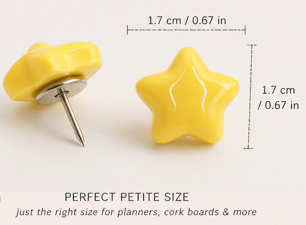 Pastel Star Push Pins – Set of 16 Colorful Stars