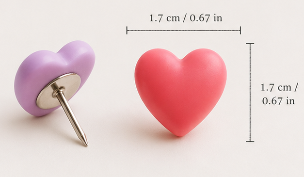 Heart Push Pins – Set of 25 Pastel Bulletin Board Tacks