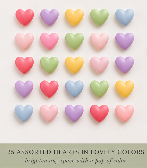 Heart Push Pins – Set of 25 Pastel Bulletin Board Tacks