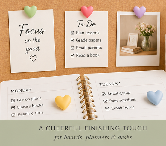Heart Push Pins – Set of 25 Pastel Bulletin Board Tacks