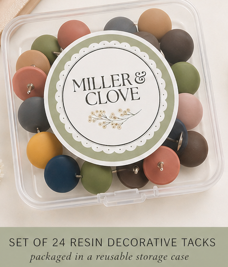Matte Resin Push Pins – Set of 24 Decorative Bulletin Board Tacks