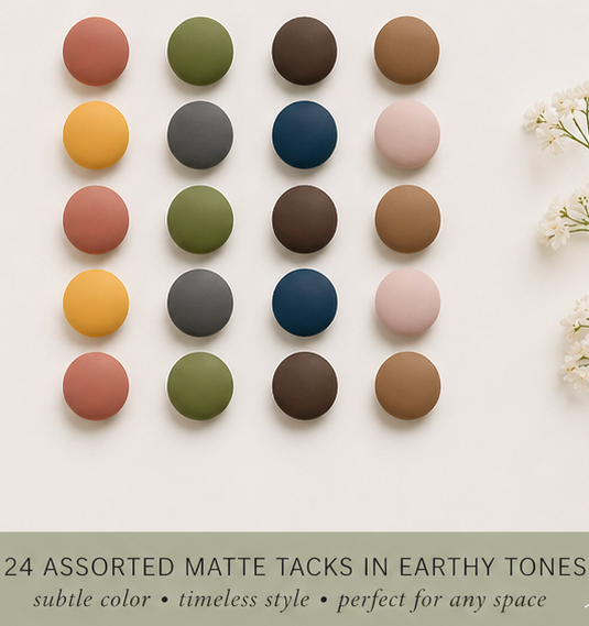 Matte Resin Push Pins – Set of 24 Decorative Bulletin Board Tacks