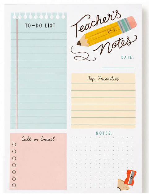 Teacher's Notes Planner Pad | Daily Desk Organizer for Teachers
