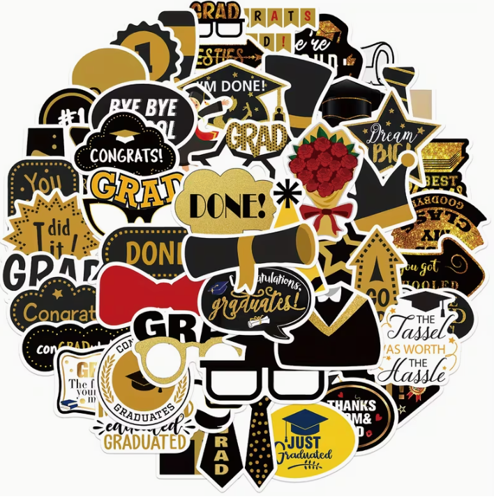 Graduation Stickers – 20-Pack Mixed Variety Waterproof Vinyl Decals