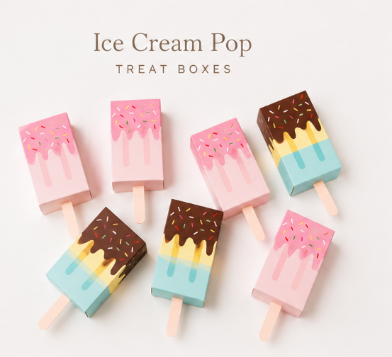 Ice Cream Pop Treat Boxes | Set of 6