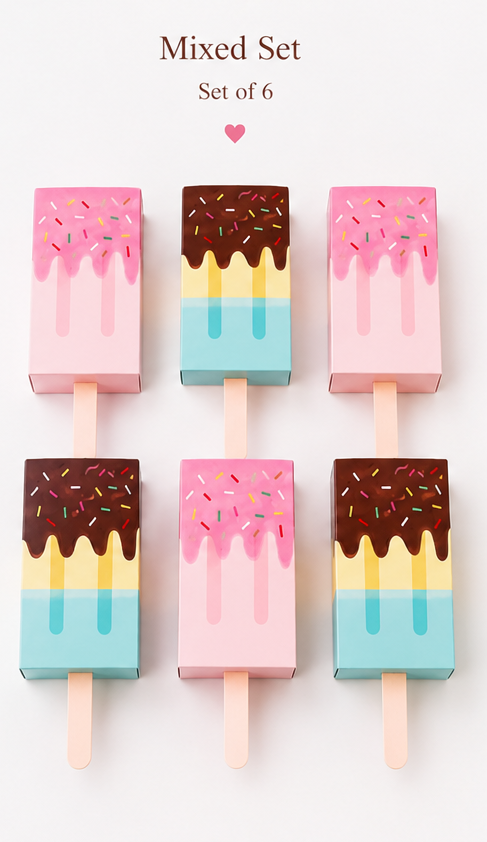 Ice Cream Pop Treat Boxes | Set of 6