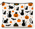 Black Cat & Pumpkin Toiletry Bag — Halloween Makeup Pouch & Travel Organizer