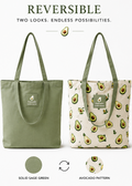 Reversible Avocado Tote Bag — Canvas Shoulder Tote for Shopping, Work & Everyday Carry