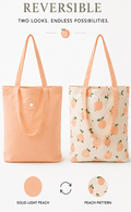 Reversible Peach Tote Bag — Canvas Shoulder Tote for Shopping, Work & Everyday Carry