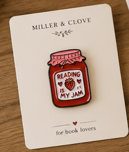 Reading Is My Jam Strawberry Enamel Pin | Book Lover Backpack Pin