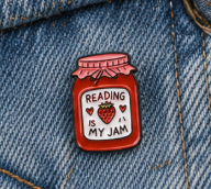 Reading Is My Jam Strawberry Enamel Pin | Book Lover Backpack Pin