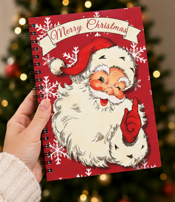 Vintage Santa Spiral Notebook | A5 Lined Journal | 50 Pages for Holiday Lists, Notes & Christmas Planning