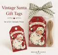 Vintage Santa Christmas Gift Tags | Set of 24 Holiday Tags with Twine