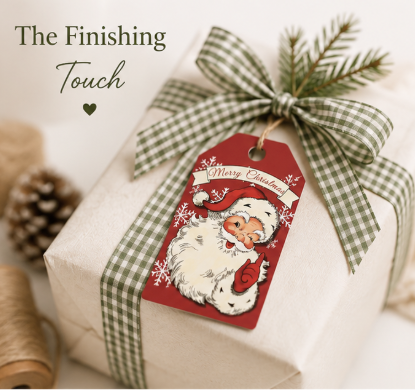 Vintage Santa Christmas Gift Tags | Set of 24 Holiday Tags with Twine