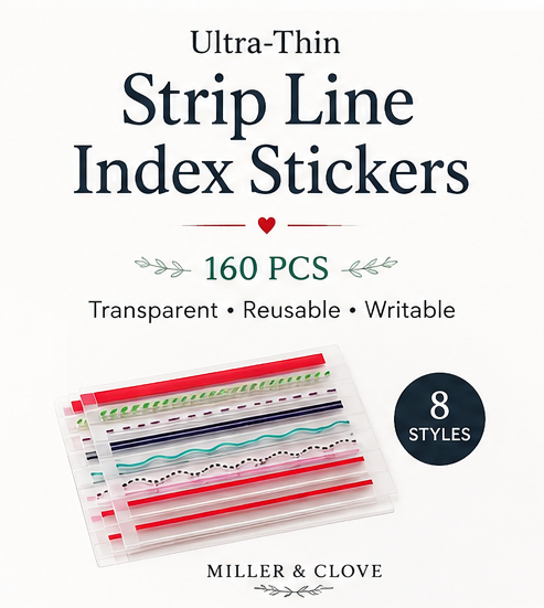 Ultra-Thin Transparent Index Strips | Reusable Page Markers & Reading Tabs (160 Pieces)