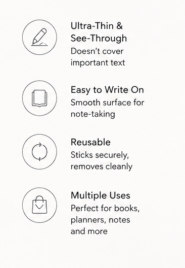 Ultra-Thin Transparent Index Strips | Reusable Page Markers & Reading Tabs (160 Pieces)