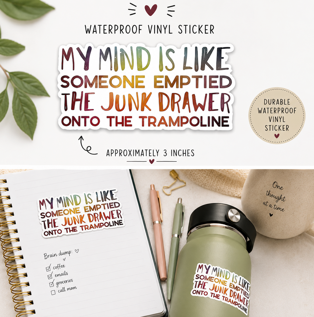 Funny Junk Drawer Sticker | Waterproof Vinyl Sticker for Laptop, Water Bottle & Planner