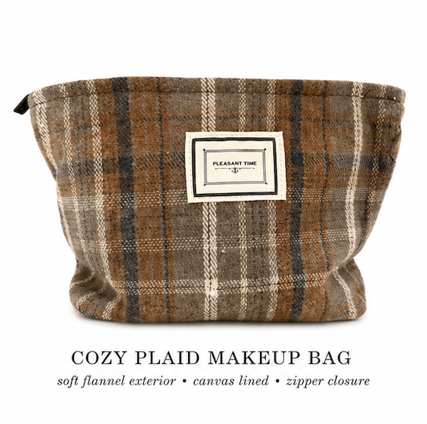 Cozy Plaid Bag | Soft Flannel Pouch with Canvas Lining