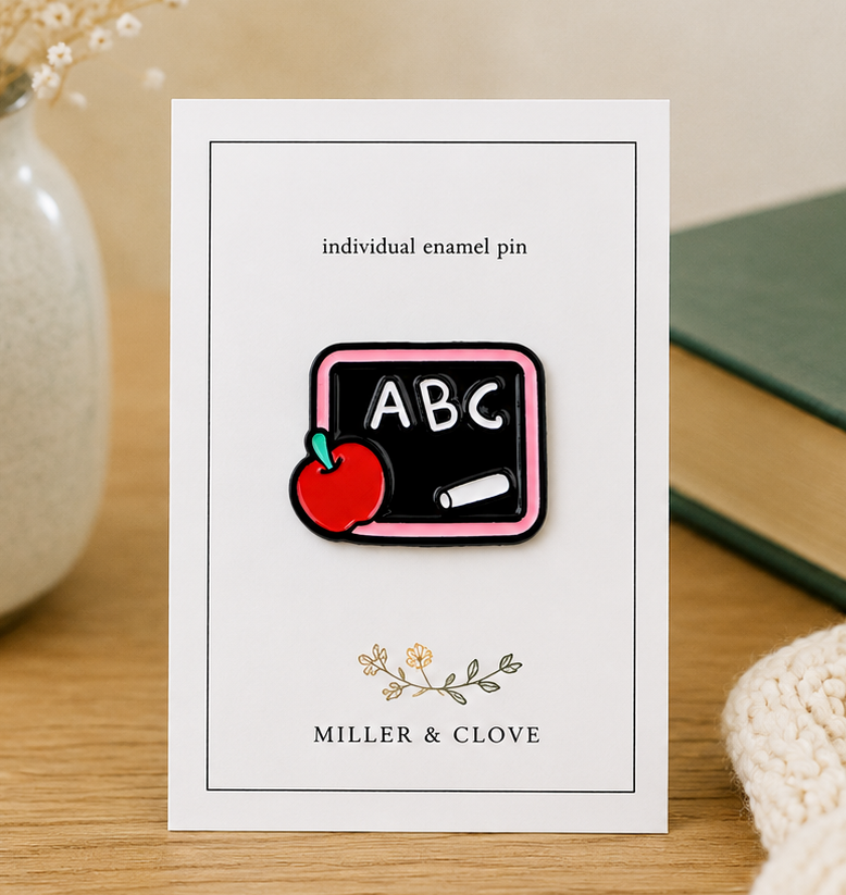 ABC Chalkboard Teacher Enamel Pin | Teacher Gift