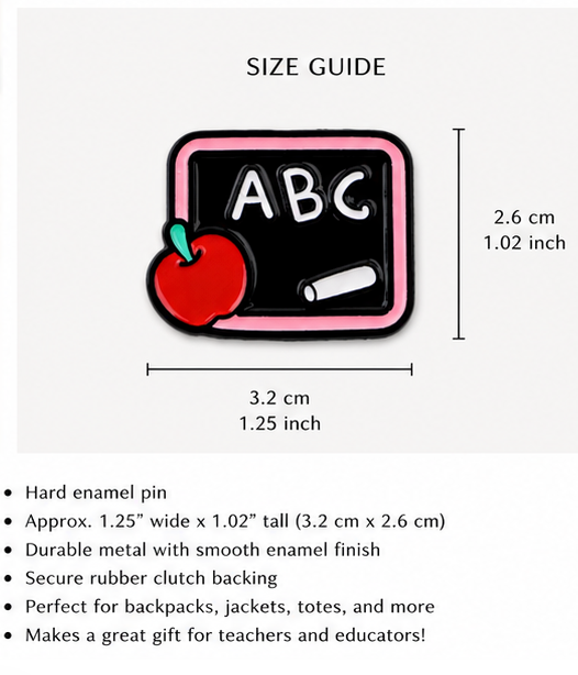 ABC Chalkboard Teacher Enamel Pin | Teacher Gift