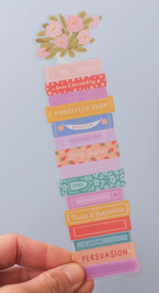 Jane Austen Book Stack Transparent Bookmark