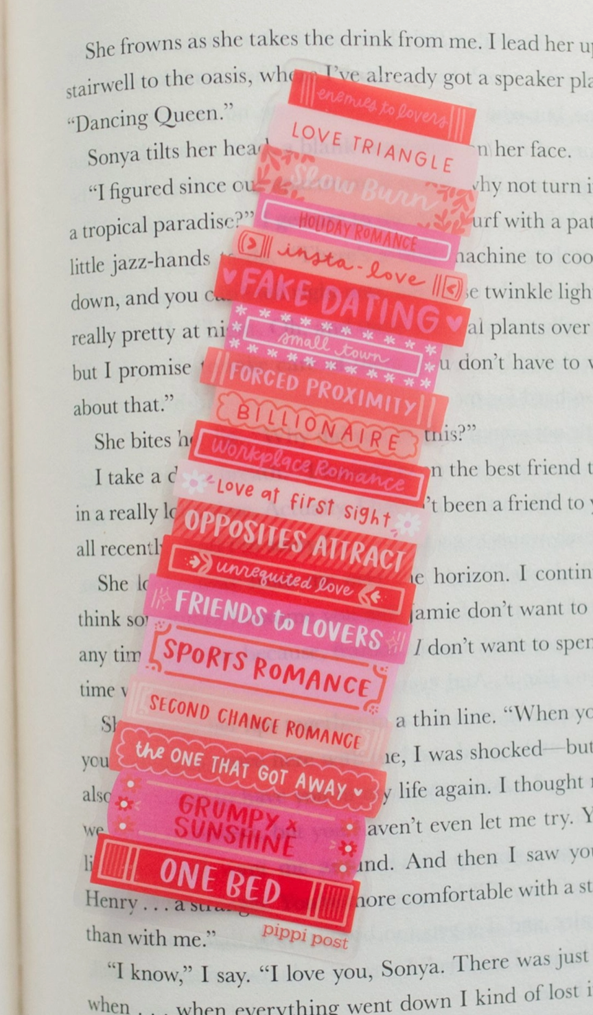 Romance Tropes Book Stack Transparent Bookmark