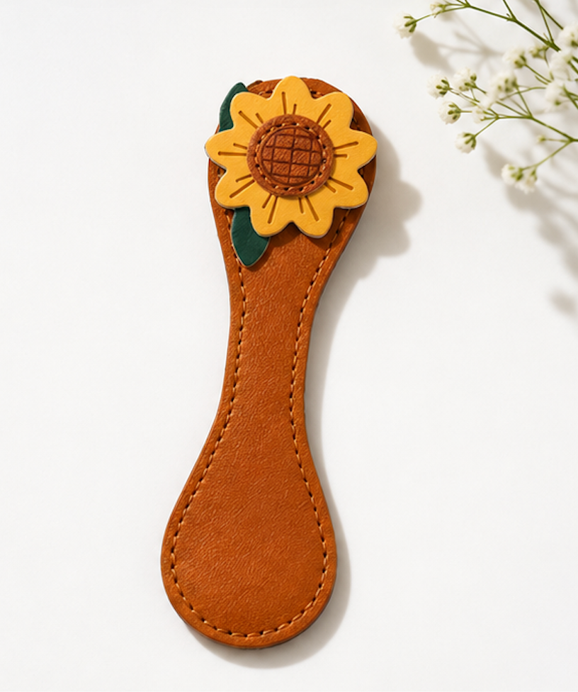 Sunflower Magnetic Faux Leather Bookmark