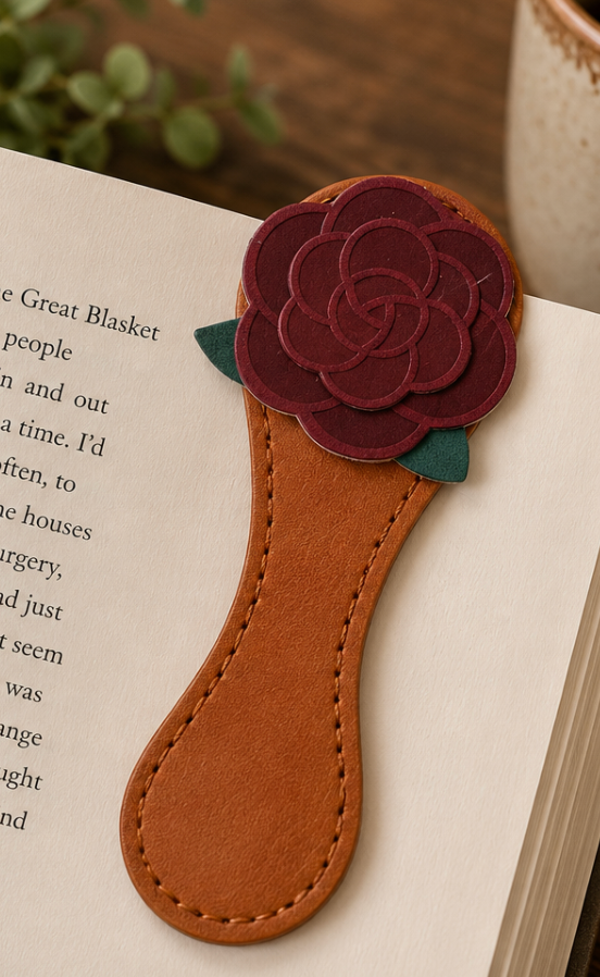 Rose Magnetic Faux Leather Bookmark