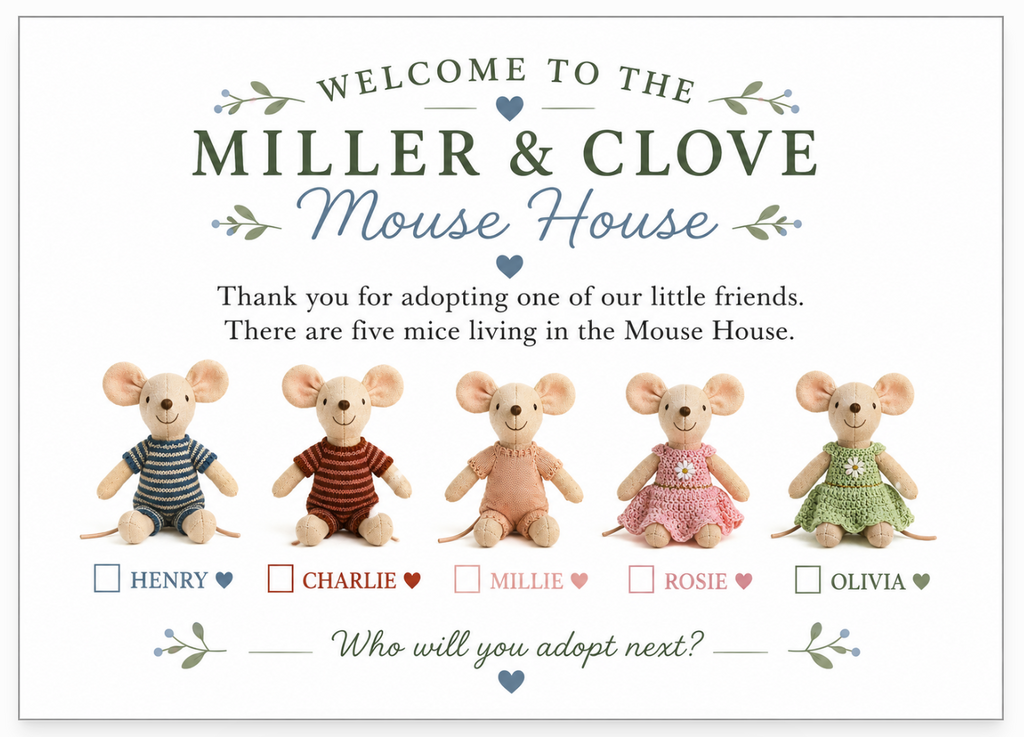 Miller & Clove Mouse House | Mouse Gift set with Adoption Certificate