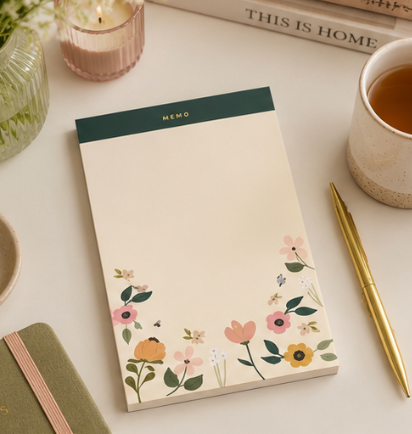 Floral Garden Memo Notepad – Botanical Tear-Off Notepad for Lists, Planning & Everyday Notes | Ginger P. Designs