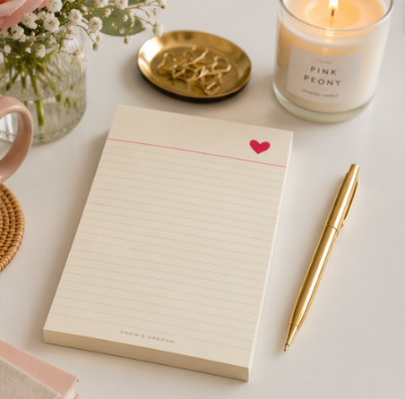 Heart Notepad – Cute Tear-Off Memo Pad for Lists, Notes & Love Notes | Snow & Graham