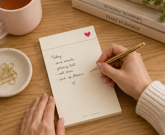 Heart Notepad – Cute Tear-Off Memo Pad for Lists, Notes & Love Notes | Snow & Graham