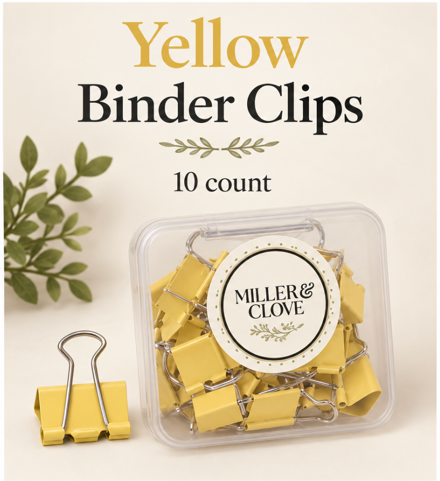 Yellow Binder Clips with Storage Case | 1 Inch