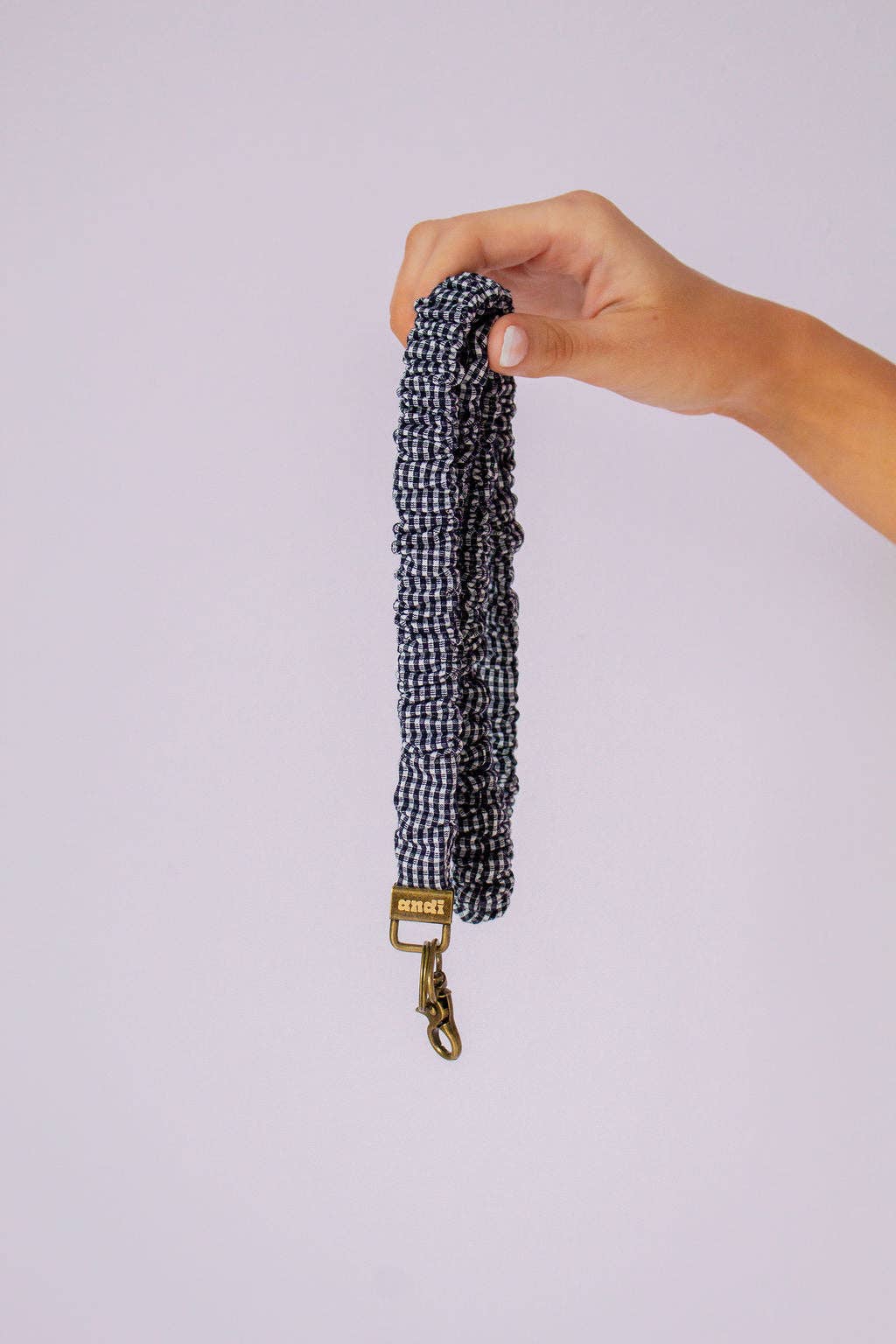Inky Black Gingham Lanyard