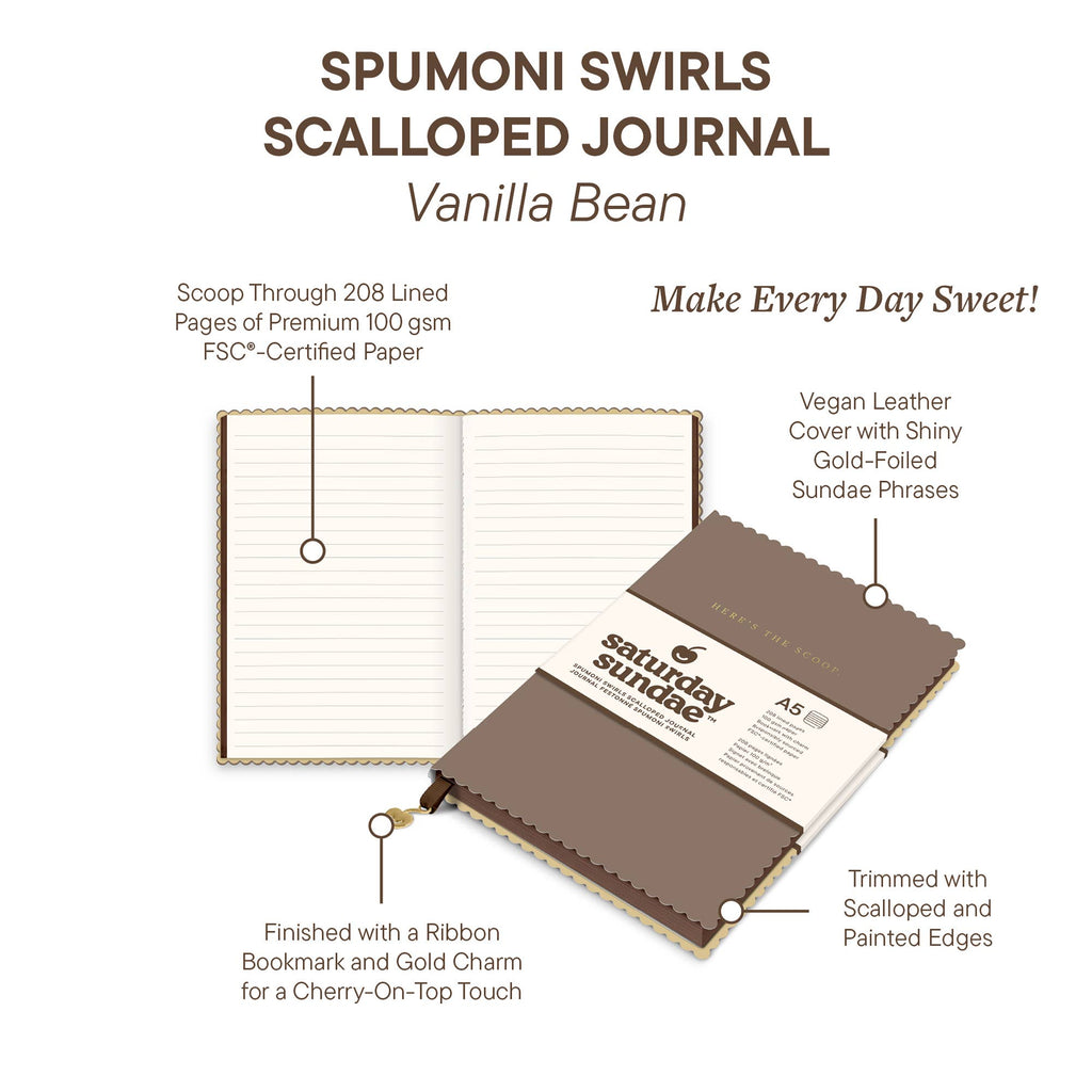 Vanilla Bean A5 Spumoni Swirls Scalloped Journal