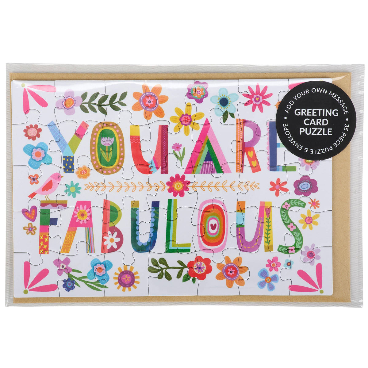 You Are Fabulous Floral Puzzle Greeting Card | 35-Piece Encouragement Gift