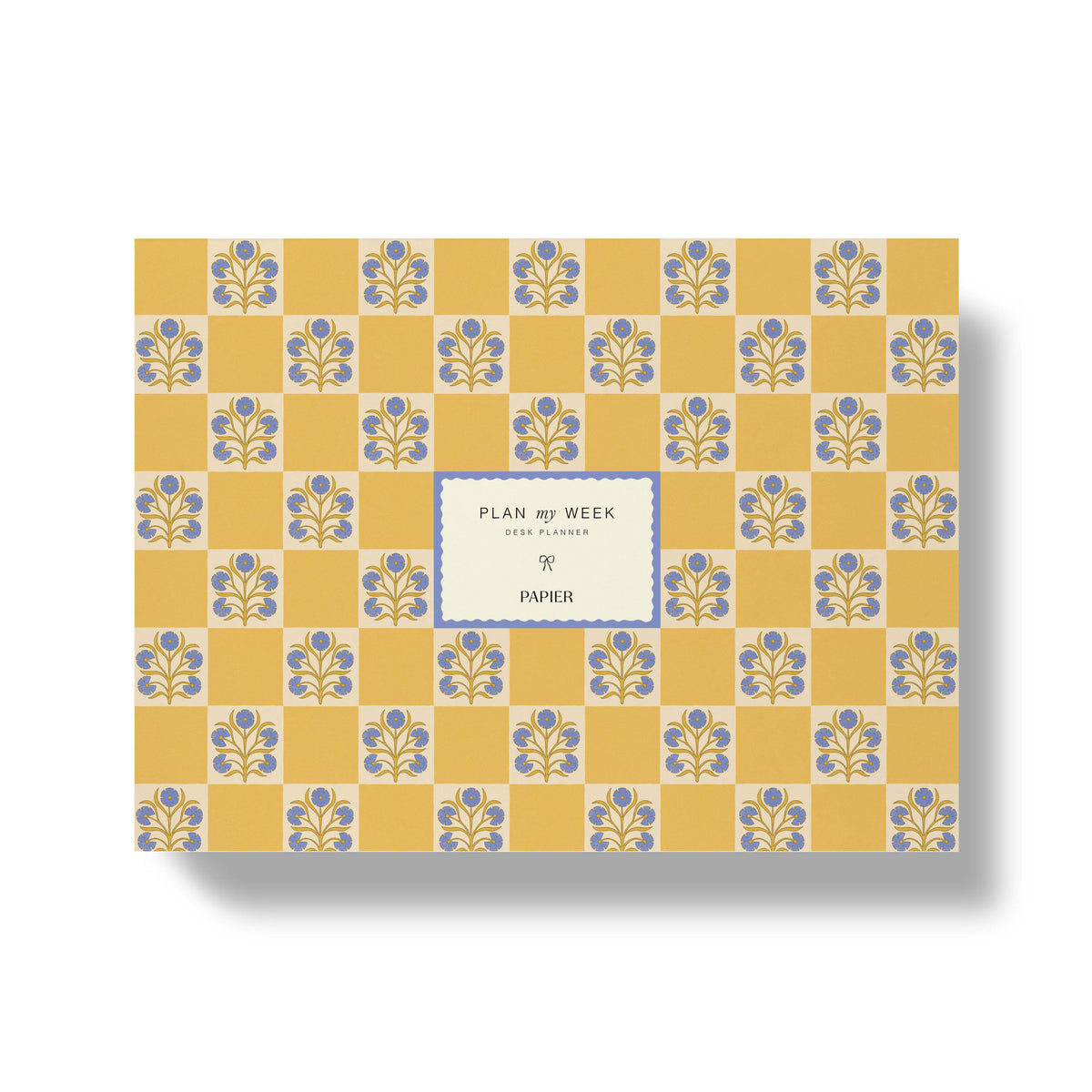 Weekly Desk Planner, Undated -  Floral Checkerboard