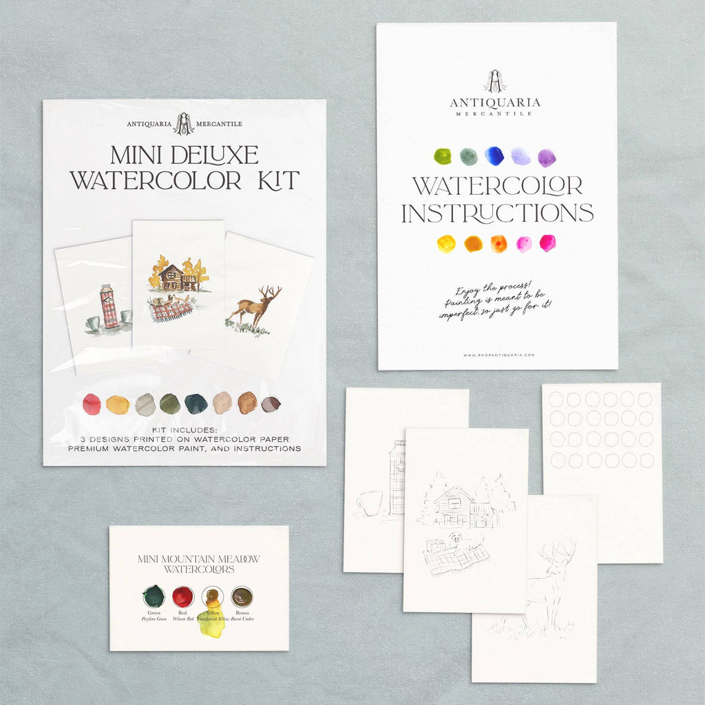 Mini Mountain Cabin Watercolor Kit | Beginner Painting Craft Kit