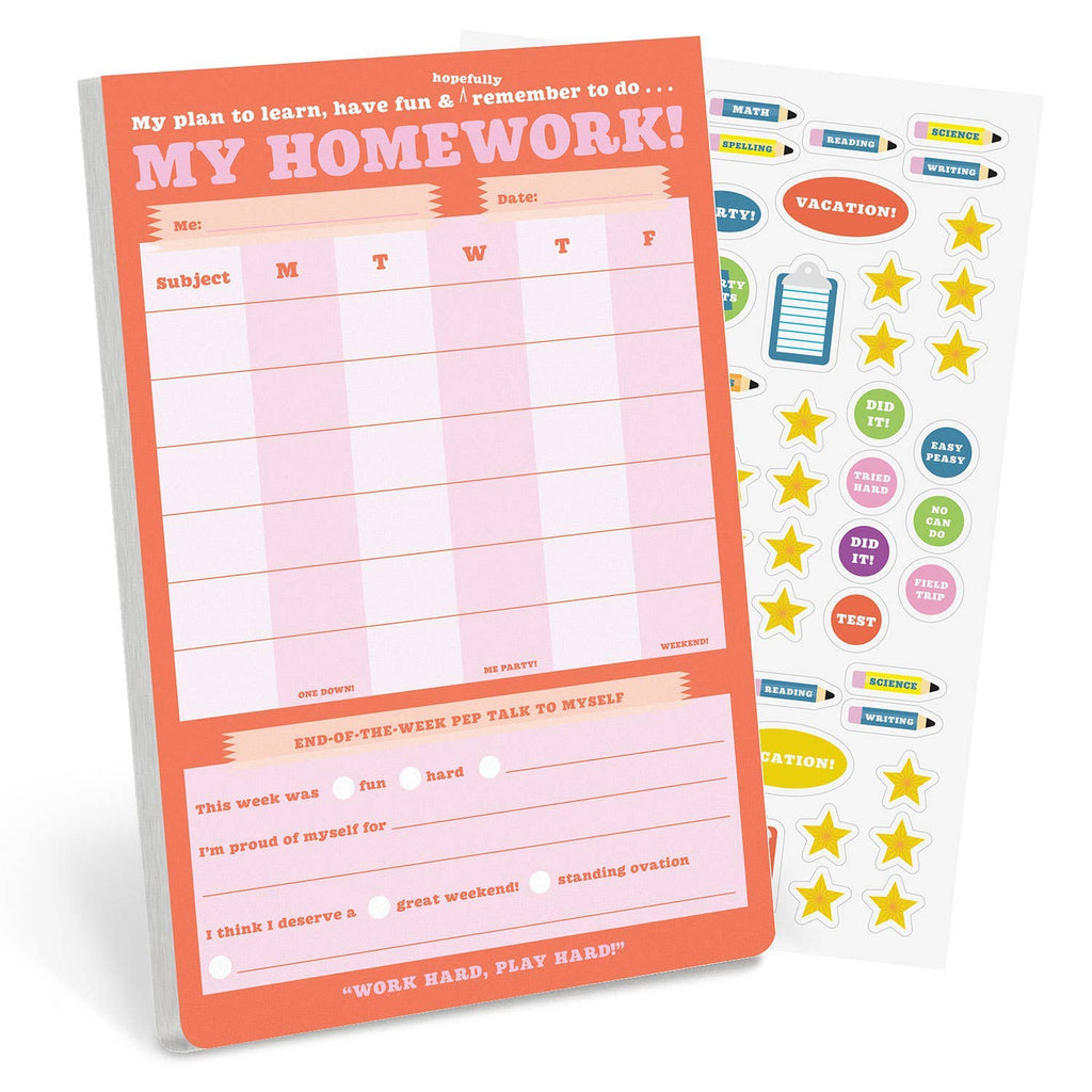 Knock Knock Kids Homework Can-Do Pad | Kids Homework Planner