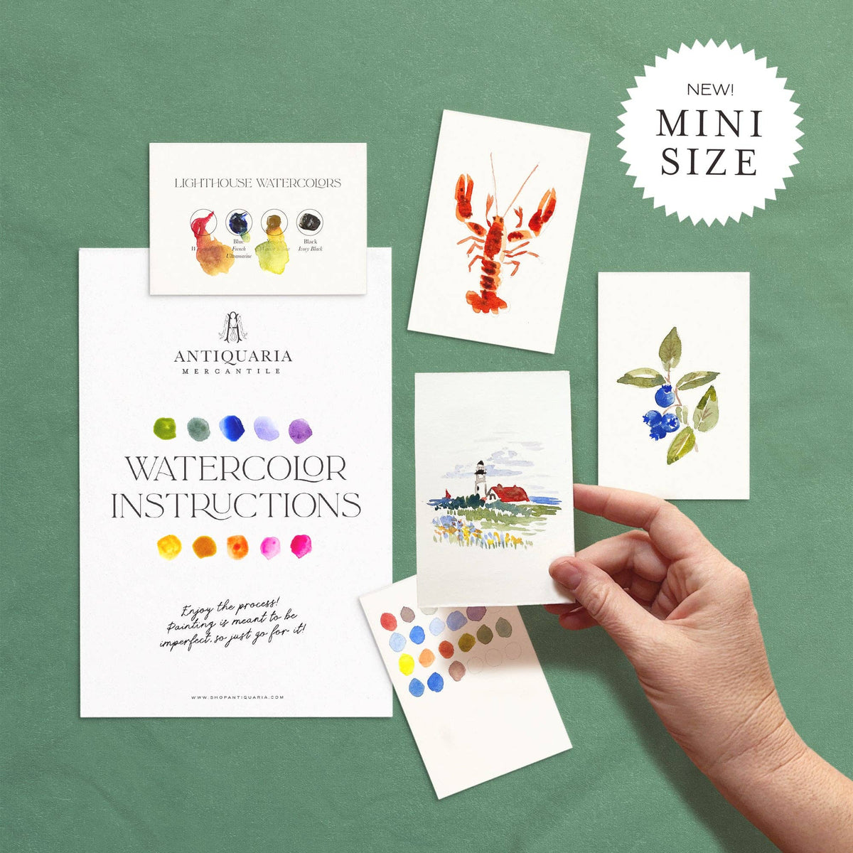 Mini Coastal Watercolor Kit | Lighthouse, Lobster & Blueberry Painting Kit