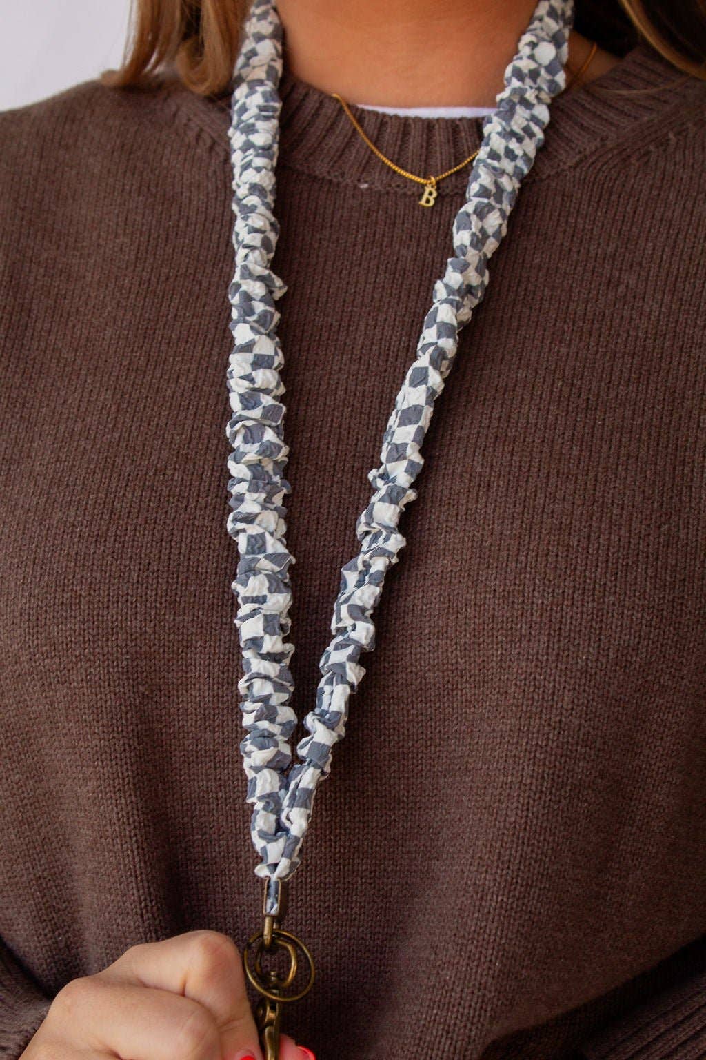 Andi x Rad Rev Grey Checkered Lanyard