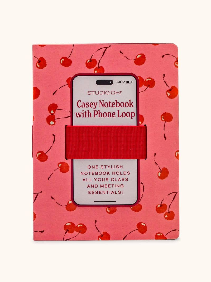On-the-Go Notebook – Fresh-Picked Cherries Casey Notebook with Phone Loop by Studio Oh!