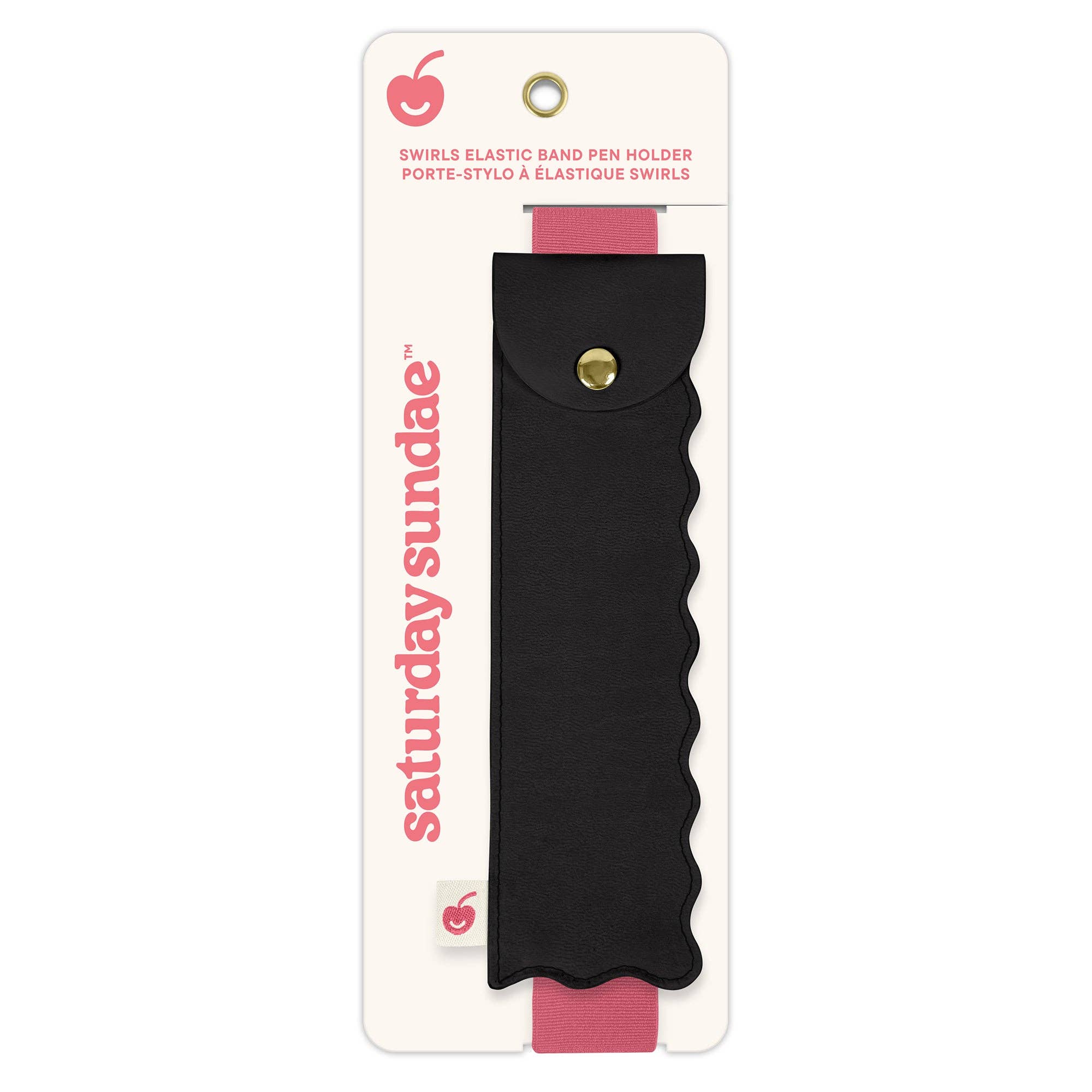 Black Cherry Swirls Elastic Band Pen Holder