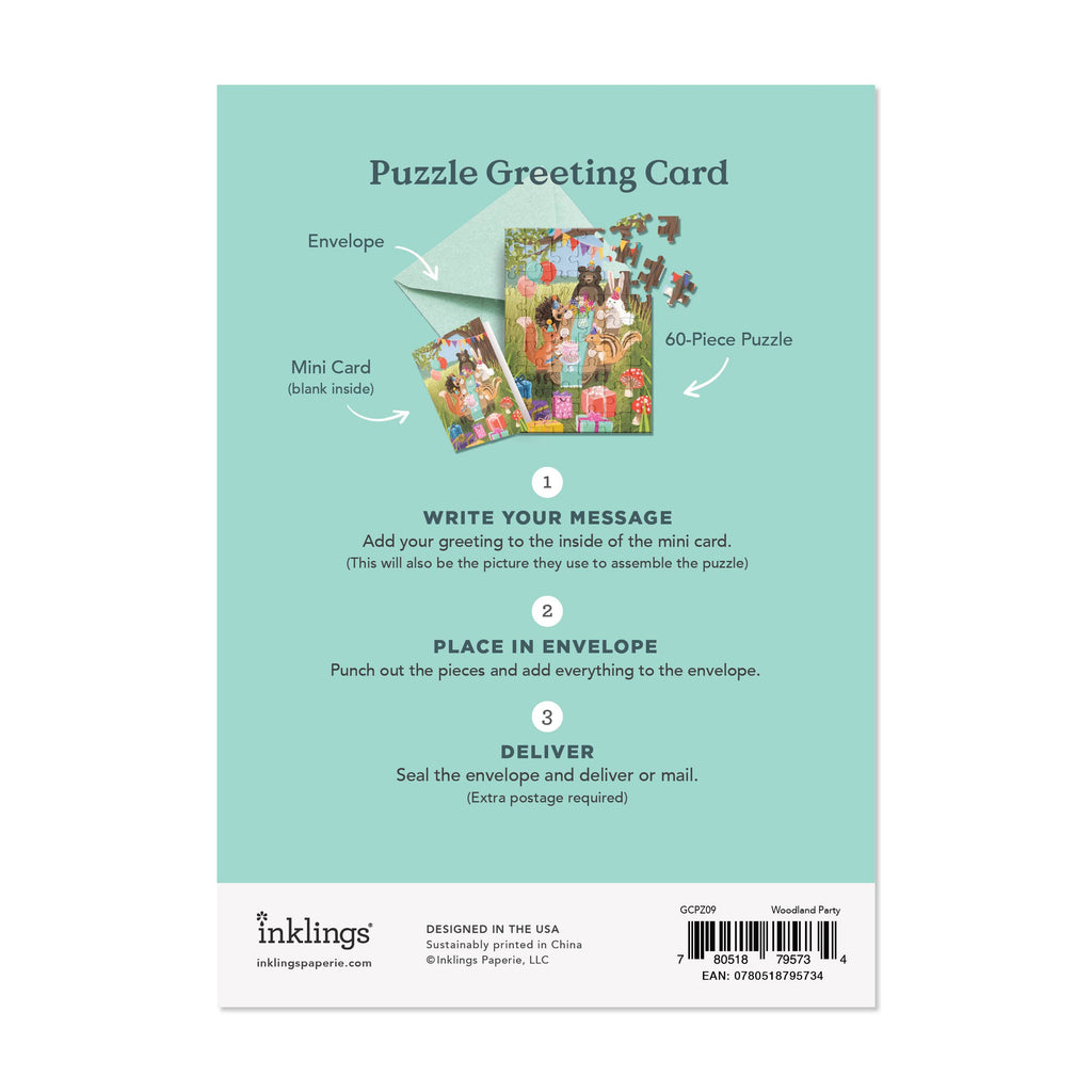 Woodland Party Puzzle Greeting Card