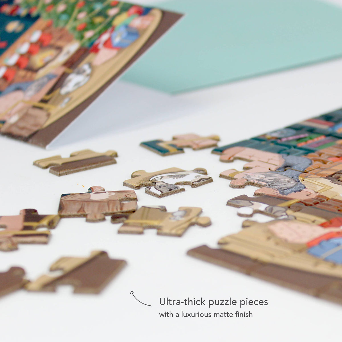 Puzzle Greeting Card – Cozy Fireplace Scene