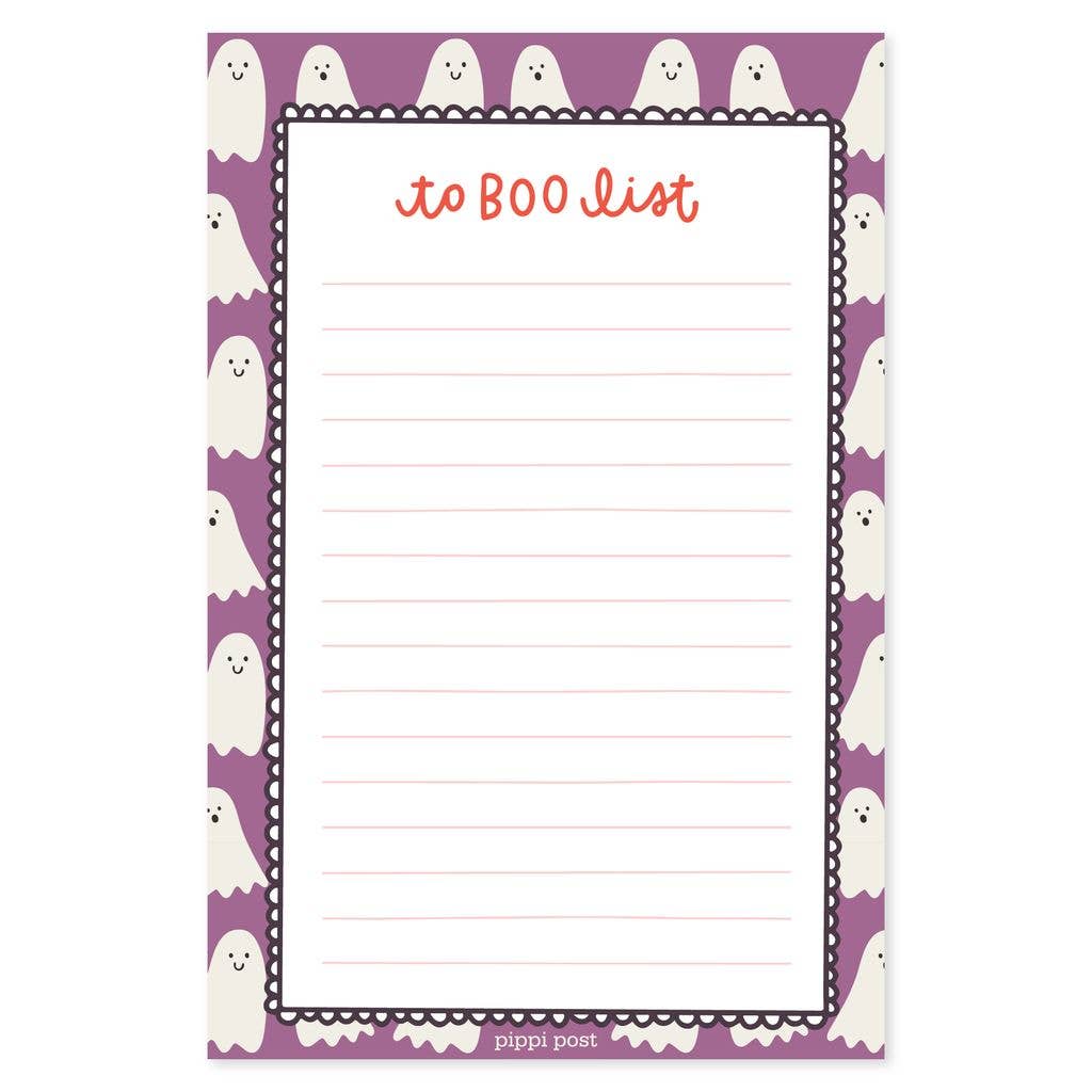 To Boo List Halloween Ghosts 4x6 Lined Notepad and Spider Pen Set