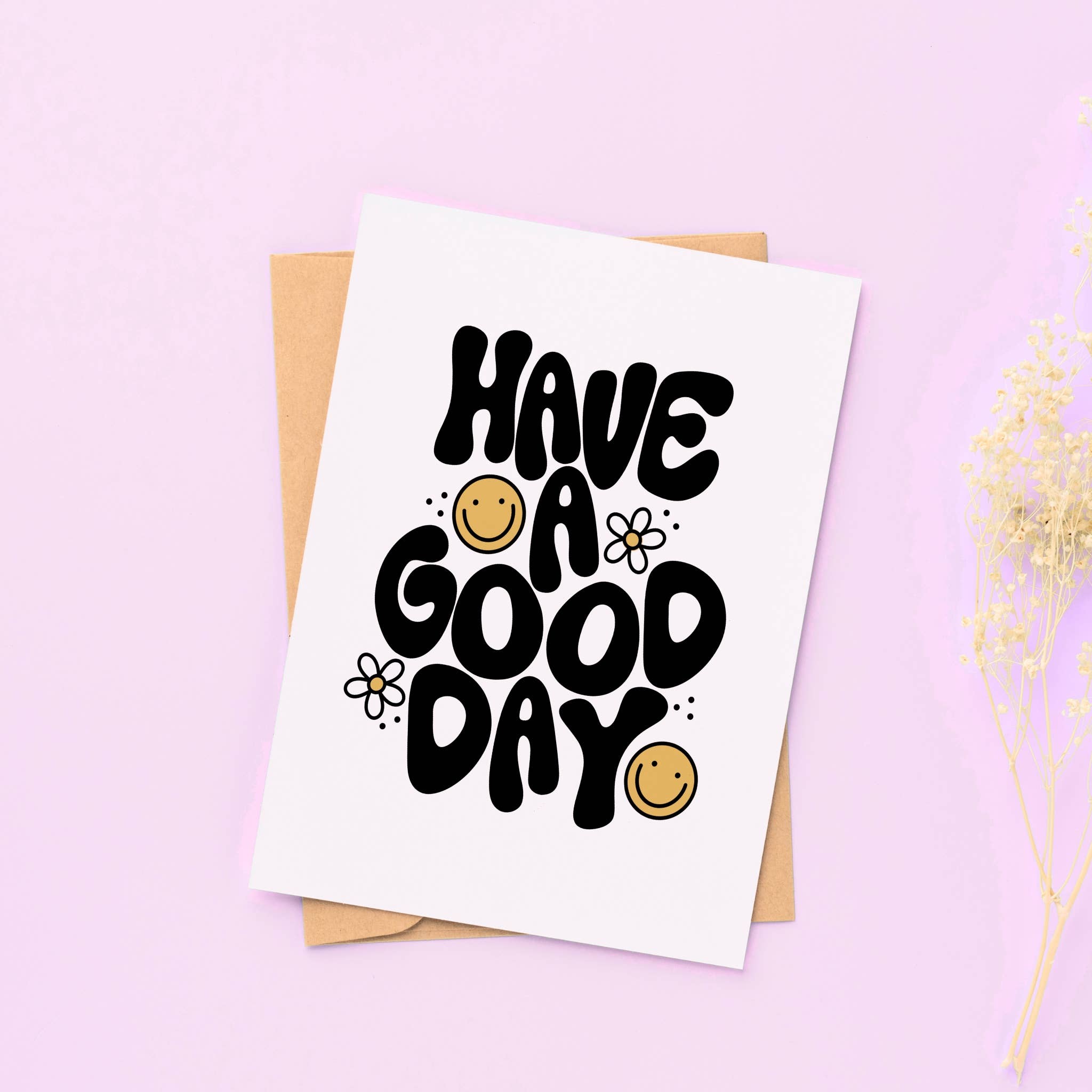 Have a Good Day Greeting Card | Boho Happy Face