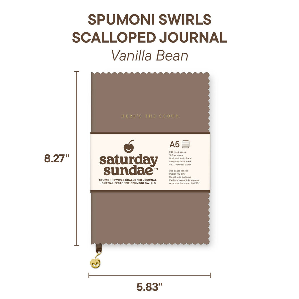 Vanilla Bean A5 Spumoni Swirls Scalloped Journal