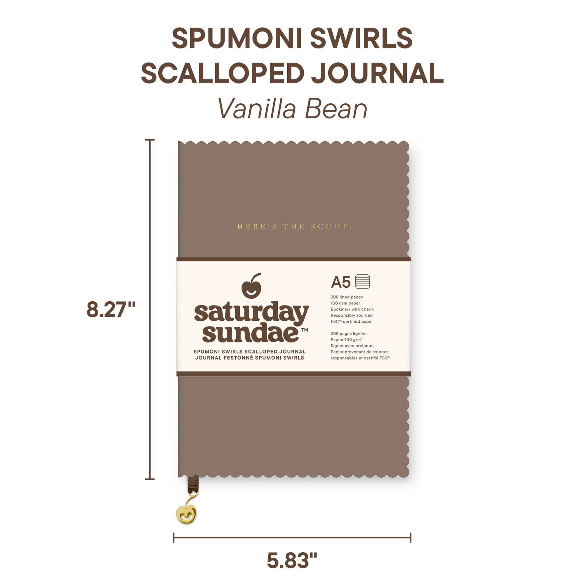 Vanilla Bean A5 Spumoni Swirls Scalloped Journal